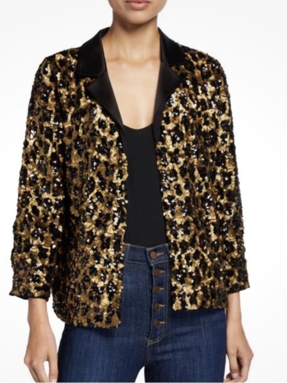 Alice + Olivia Keir Sequin Leopard Print size M